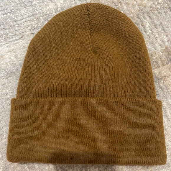 Duluth Pack Beanie Hat Leather Logo Light Brown/Camel Color Like New - Picture 3 of 6